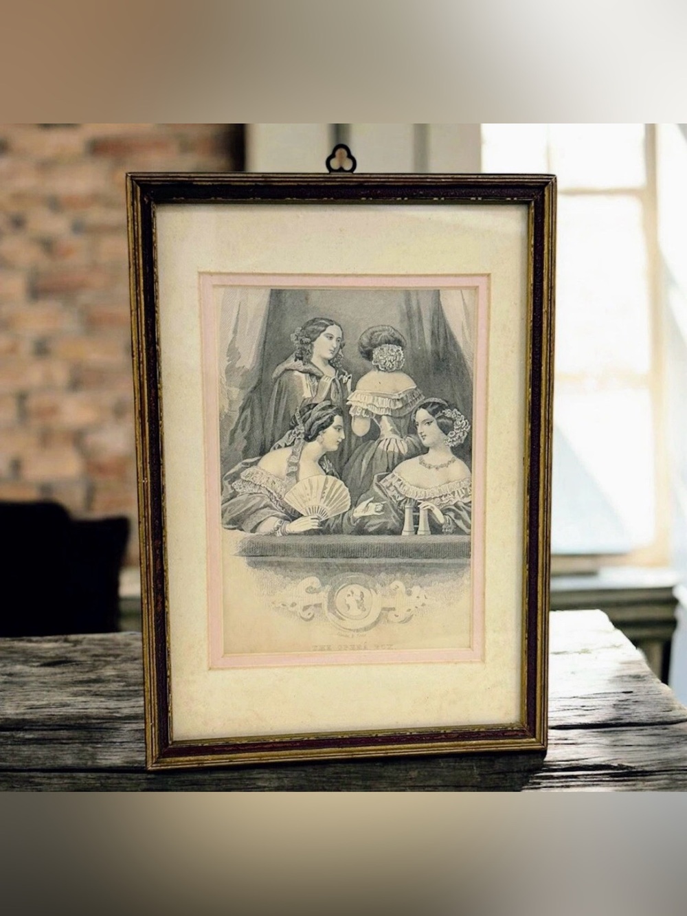 Antique Victorian Steel Engraving The Opera Box c1850 Illman & Sons Framed